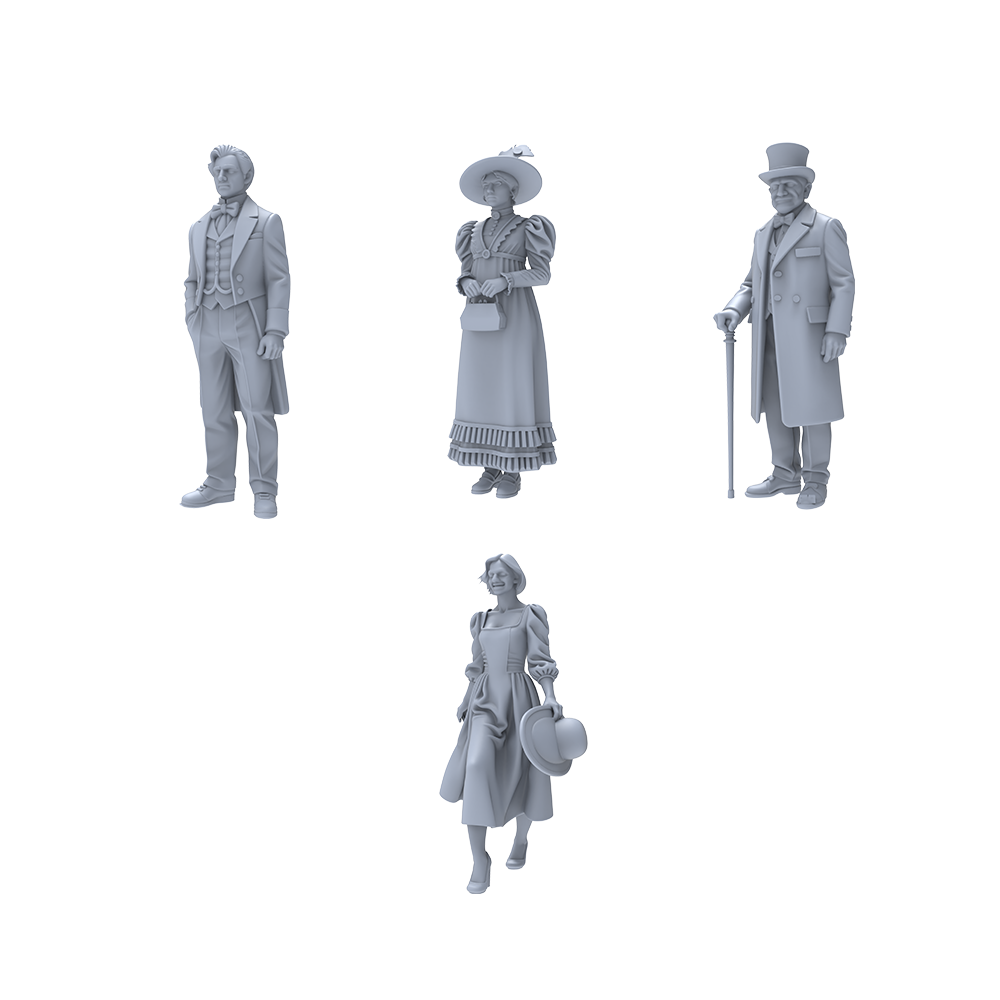 Vintage Collectible Figures - 1/64 1/72 Victorian European Daily Scene
