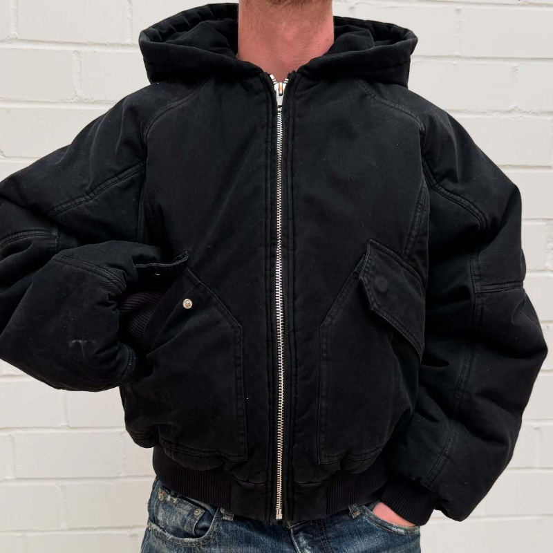 Men Oversized Washed Canvas Ho - Vintage Zip Hoodie review and price