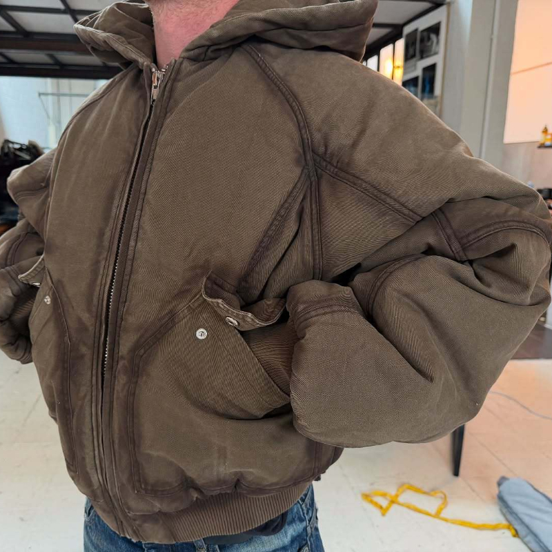 Men Oversized Washed Canvas Ho - Vintage Zip Hoodie review and price