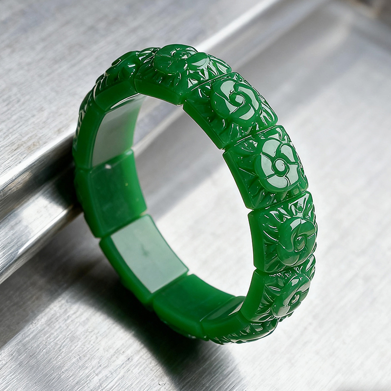 Real Jade Flower Bracelet Bang - Vintage Collector review and price