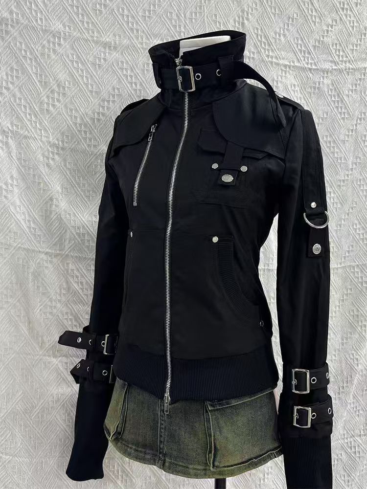 Y2K Gothic Black Slim Double Z - Vintage Zip Hoodie review and price