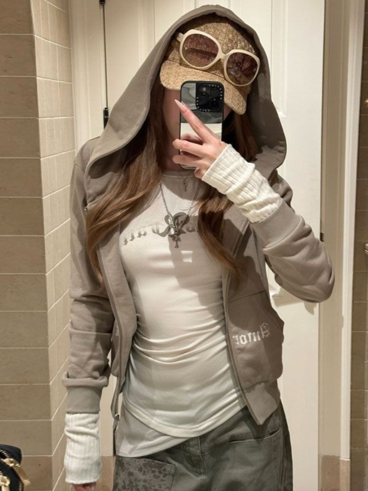 Autumn Y2K Vintage Heavy Cotto - Vintage Zip Hoodie review and price