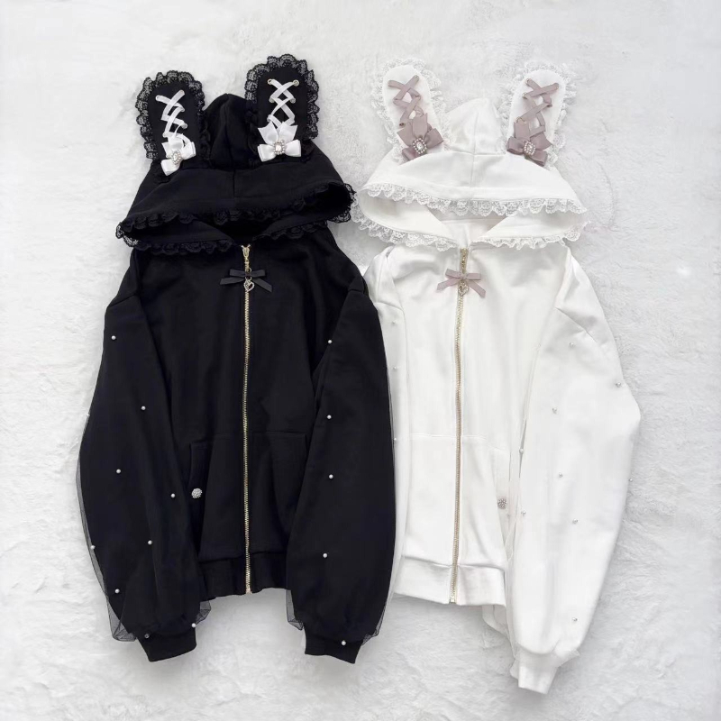 Women Winter Rabbit Ears Lolit - Vintage Zip Hoodie review and price