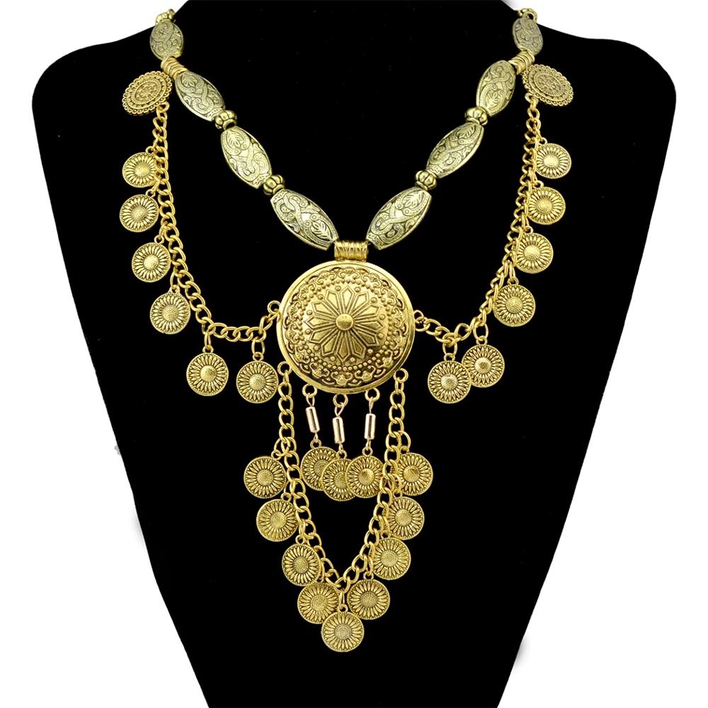 Boho Ethnic Big Choker Necklac - Vintage Collectible Coins review and price