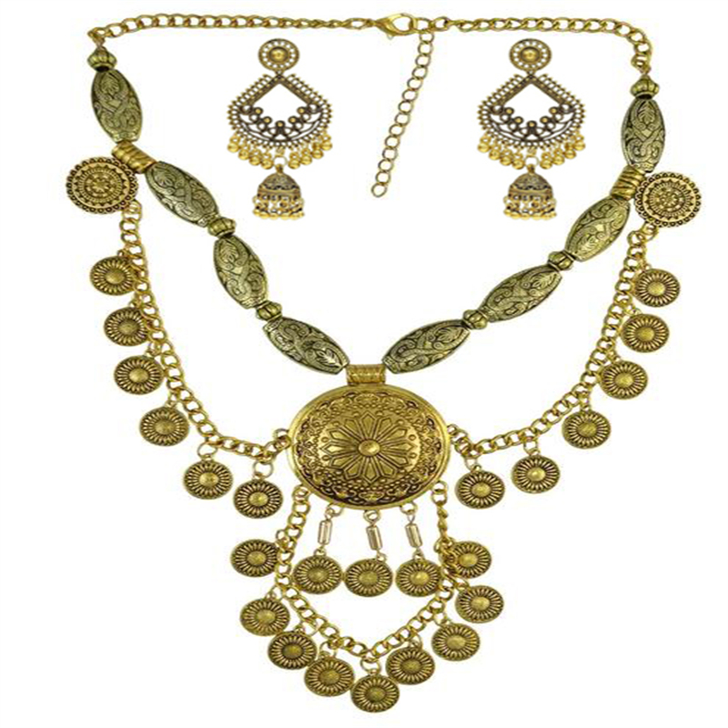 Boho Ethnic Big Choker Necklac - Vintage Collectible Coins review and price